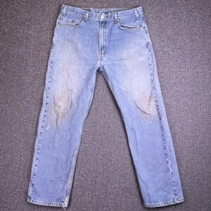 VTG 00s Levis 505 Jeans Mens 38x30 Light Blue Distressed Workwear Regular Grunge